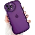 Pikkukuva 2 / 5: IC iPhone 13 Pro Max -kotelo 6,7\", söt läpinäkyvä Love-kotelo, Love-sydän kamerakehyksellä Aalto reunus Läpinäkyvä Täysi suoja Violetti