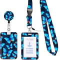 ID Card Holder with Various Pattern Prints, Sliding Opening, Lanyard and Multiple Carrying Options, Transparent Card Protector, Portable Retractable Badge F F