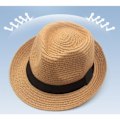 Pikkukuva 3 / 3: IC Bred Brättad Halm Panama Rullbar Hatt Strand Solhatt Upf50+ Khaki