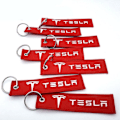 Miniatyrbillede 2 af 2: Bilstyling Nøgleringe til Tesla Model 3 S X Y Logo Bil Canvas Tekstil Nøglering Ring Nøglering Nøgleringe Mænd Gave Sort IC