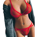 Miniatyrbillede 1 af 5: Dame Lingeri Blonde BH Undertøj Natkjole Babydoll Nattøj Rød Red L