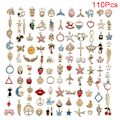 Pikkukuva 1 / 5: Eläinkukka Sekoitettu Emalj Charms Ripustettava DIY Rannerengas Korut B: 110Pcs