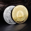 Miniatyrbilde 4 av 5: IC Forgylt Cardano ADA Coin Cryptocurrency Fysisk Samling meta Sølv