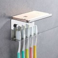 Miniatyrbillede 1 af 3: IC Rustfrit Stål 5-Huls Tandbørsteholder Toilettilbehør Væghængt Hjem eller Opbevaringsstativ