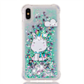 Miniatyrbillede 2 af 5: IC Case til iPhone Xs Max, Grøn Unicorn Flydende Glitter Flydende Quicksand Case Sød Klar Blød Stødsikker TPU Slim Beskyttelse