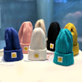 Miniatyrbillede 5 af 5: Varm vinterstrikket hue med smilende ansigt Rosex rundt ansigt Vinter Uld Damlapp Koreansk stil All-Match Unisex Vinrød M（56-58cm）