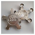 Miniatyrbild 5 av 5: Set med 4 navkapslar 4f0601165 N hjulemblem, för 135mm navkapslar för Audi (Grå)