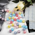 Miniatyrbillede 4 af 5: IC 2 stk Brev Firkantede Perler Silikonform Alfabet Form Epoxi