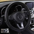 Miniatyrbillede 1 af 5: IC Universal Auto Bil Ratdæksel Læder Åndbar Anti Sort One Size
