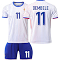 Miniatyrbild 1 av 2: Frankrike 2024 tröja fotbollströja EM-utgåva hemma barn vuxen set nr 11 DEMBELE utan strumpor sockless 20