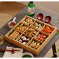 Miniatyrbillede 4 af 5: 9 Ruter Bambus Serveringsbakke Frugtfad Hot Pot Snackfad Madretter Fad