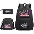 Kpop Demon Slayer Printed Student Backpack, Ryggsäck, Enkel Axelväska Pennfodral, Tredelat Set
