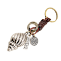 Miniatyrbillede 2 af 2: 1 stk. Conch Nøglering Charm Vintage Cool Legering Læder Keyfob Håndtaske Hængende Bilnøglering Kreativ Gave IC