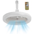 Miniatyrbillede 1 af 4: IC Med Lys og Fjernbetjening Loftventilator Lys Stille Loftventilator med Timer Soveværelse med Let Plug-in Bærbar Vægfans hvid
