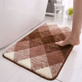 Miniatyrbillede 1 af 5: IC Gradient Diamant Badeværelsesmåtte Mikrofiber Blød Shaggy Bademåtte Skridsikker Absorberende Plys Gulvmåtter Måtte til Badekar Brusebad Badeværelse (Brun, 24\"x35\")