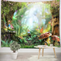 Pikkukuva 1 / 4: IC Grön djungeltapet 150x200cm Skogsväggbeklädnad Fantasy Fairytale Väggtapet Barnsovrum Living Tapestry