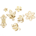 Miniatyrbillede 3 af 5: IC 50 stk Vintage metal blad filigran blomst skive vedhæng DIY Håndværk Guld A
