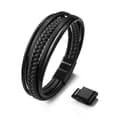 SERASAR Flettet læderarmbånd til mænd, ægte læder-manchetarmbånd med magnetisk lås i rustfrit stål, sort 23 cm, gave til ham