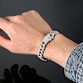 Pikkukuva 5 / 5: Uusi muoti ylellinen jäädytetty kuubalainen linkkiketju rannekoru naisille ja miehille kulta hopea väri Bling Rhinestone rannekoru ketju korut