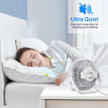 Miniatyrbillede 5 af 5: IC USB-ventilator, 3-hastigheds skrivebordsventilator, 360° justerbar støjsvag ventilator, bærbar ventilator til kontor, soveværelse, bil, rejser Hvid