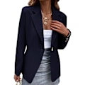 Miniatyrbillede 1 af 4: Damejakkesæt En-Knaps Blazer Langærmet Frakke Business Casual Slim Fit Yderbeklædning Mørkeblå Dark Blue M