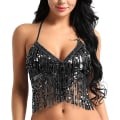 Pikkukuva 1 / 5: IC Paljetti Halter BH Top Salsa Magdans Boho Festival Clubbing Musta