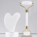 Miniatyrbillede 4 af 5: Jade Roller Gua Sha Plade Anti-Aging Ansigtsmassage Skønhedspleje S Roller+Scrapingboard