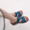 Miniatyrbilde 5 av 5: IC Kile-sandaler for kvinner Sommer Slip-on Tøfler Plattformsandaler Komfortable Lær-muler Gå Kilesko
