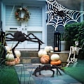 Pikkukuva 3 / 5: IC 6-osainen Halloween-hämähäkkikoriste, jättihämähäkki punaisin silmin, Halloween sisä- ja ulkotilojen juhlat, piha, nurmikko, puutarha