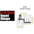 Miniatyrbillede 3 af 5: IC 3/8 tommer indbyggede skabsdørhængsler sorte, 20-pak 10 par indbygget skab Selvlukkende køkkenskabbeslag, CH201-BK-P20