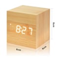 Miniatyrbild 5 av 5: IC Digital väckarklocka i trä, LED-ljus Mini Modern kub skrivbordsväckarklocka visar tid, datum, temperatur för barn, sovrum, hem, resestil 3