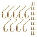9-pack Wall Mounted Metal Hooks, Double Prong Gold