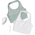 Pikkukuva 4 / 5: IC Damer 2-pack Basic Ribbstickad Crop Halter Top Ärmlös Väst (LARGE)