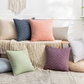 Miniatyrbillede 3 af 3: Sæt med 2 Bløde Solide Pudebetræk Firkantede Pudebetræk i Kunstlinned Pudebetræk til Stue Sofa Sofa Soveværelsesindretning (Korall, 18\"x18\")