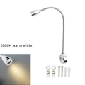 Miniatyrbillede 1 af 5: Sort Sølv DC12V 24V 3W Campingvogn Båd LED Læselampe med USB Opladningsport, Fleksibel Touch Dæmpbar Yacht Lastbil Kortlampe [DB] silver 3000K