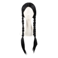 Miniatyrbillede 2 af 5: IC Addams Family onsdag Addams Cosplay Paryk Sorte Fletninger Syntetisk Sort One Size