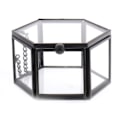 Miniatyrbillede 1 af 5: IC Geometrisk Glas Smykkeskrin Smykker Organisering Holder Ring Box Sort