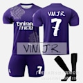 Miniatyrbilde 1 av 9: Real Madrid Y3 lilla fellesutgave 5 Bellingham 7C Row Vinicius No. 10 fotballuniformsett Purple 7 Winnie Socks 3XL
