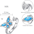 Miniatyrbillede 5 af 5: IC Blå Cubic Zirconia Butterfly Spinner Fidget Ring til kvinder Piger Angst Spin frit Inspiration Smykker Meditation