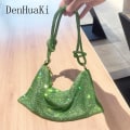 Miniatyrbilde 1 av 5: IC Luksuriøse designerlommebøker og håndvesker Dame Kveld Strass Clutch Håndvesker Damer Sølv Krystall Skulderveske