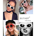 Miniatyrbild 4 av 5: IC Retro Oval Solglasögon Clout Goggles Kurt Cobain Vintage Mod Tjock Ram Rund Lins Unisex UV400 Skydd