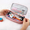 Miniatyrbilde 5 av 5: IC 1. klasse Canvas-etui Utvidbar liten lomme Etui Stor kapasitet Ensfarget etui Jenter Gutter Etui (rosa)