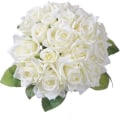 Miniatyrbilde 1 av 5: IC Kunstig Blomster Rose Bukett Kunstige Blomster Silke Plast Kunstige Hvite Roser 9 Hoder Brudebukett For Hjem Hage Fest