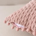Miniatyrbillede 3 af 5: IC 2-pak Dammrosa Dekorative Pudebetræk 18x18 tommer med Pompoms til Sofa Soveværelse Stue, Farmhouse Boho Hjemindretning 45x45 cm