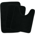 Miniatyrbillede 1 af 5: IC Memory Foam Bademåtte 3-delt sæt, superabsorberende, stærk PVC anti-slip bagside, badeværelsesmåtte, plys blød, tyk, maskinvaskbar, sort