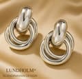 Silverörhängen för kvinnor, sammanlänkad ringdesign i rostfritt stål, vattentåliga, allergivänliga, presentask