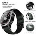 Miniatyrbillede 3 af 5: Quickfit 26 mm silikone blødt sportsvandtæt åndbart armbånd til Garmin Fenix 5X Plus, Fenix 6X Pro/safir, Enduro, Tactix Bravo grønlig sort