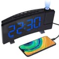 Digital väckarklocka, projektionsväckarklocka för sovrum med 4 dimmer, USB-telefonladdare, 180° roterbar projektor
