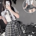 Miniatyrbild 2 av 5: IC Student Flickor Skoluniform Svart Vit Underkläder JK Kostym Plisserad kjol Kvinnor Natt Rollspel Frestelse Outfits