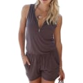 Pikkukuva 1 / 2: IC Dam sommar jumpsuit Casual elastisk midja V-hals ärmlös kort byxdress lekdräkt med fickor XXXL